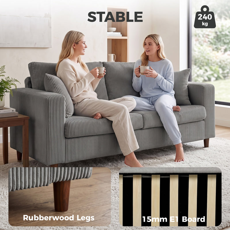 2 Seater Extra Wide Loveseat Sofa With Deep Corduroy Seat For Spacious Relaxing