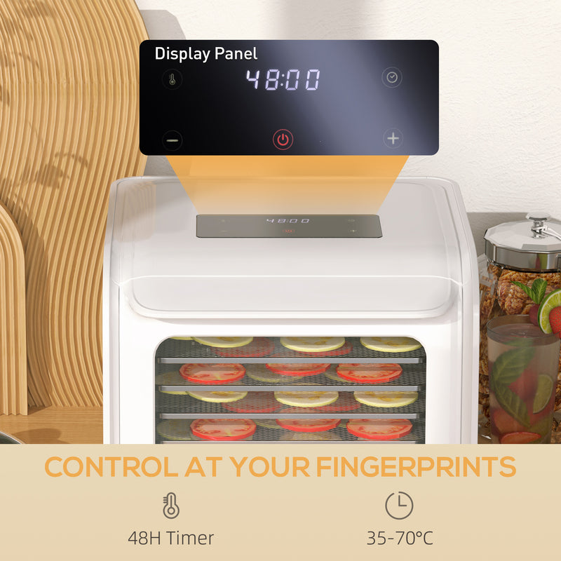 Six Tray Food Dehydrator 35-70 Degrees Centigrade Adjustable Temperature White by HOMCOM