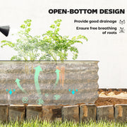 Galvanised Metal Raised Garden Bed With Safety Edging For Plants And Herbs Cream White AOSOM