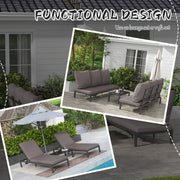 Three Piece Aluminium Garden Lounger Set With Reclining Backs For Outdoor Relaxation