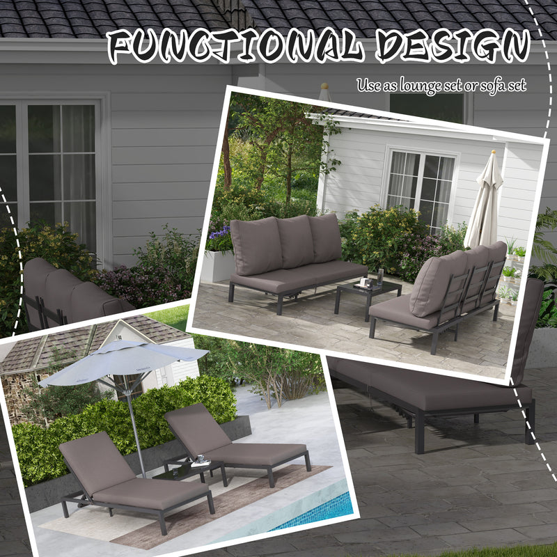 Three Piece Aluminium Garden Lounger Set With Reclining Backs For Outdoor Relaxation