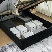 Black Double Ottoman Bed Frame with Spacious Front Drawer for Extra Storage