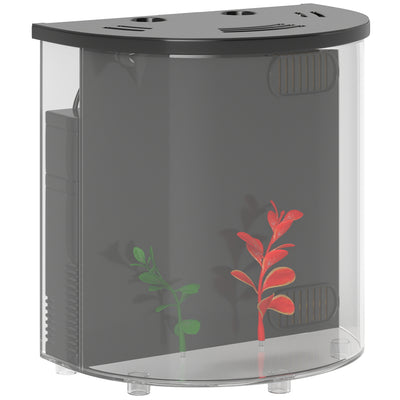 3L Black Small Fish Tank with LED Light and Filter for Betta Goldfish Shrimp