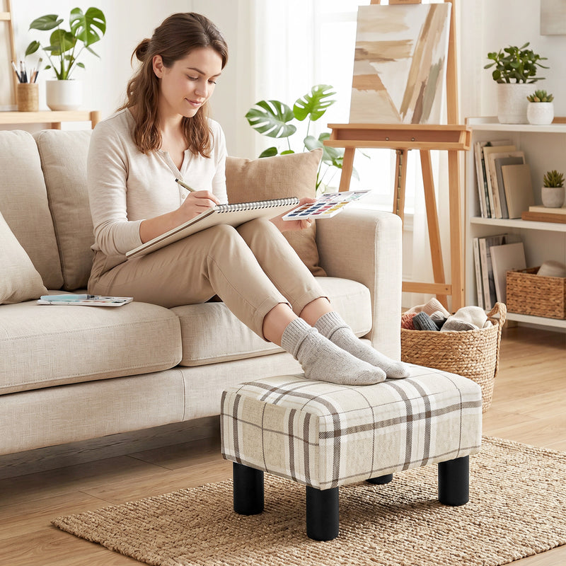 Compact Foot Stool for Living Room Comfort with Sturdy Frame and Easy-Clean Cover