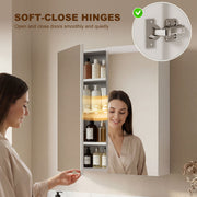 Bathroom Wall Mounted Mirror Cabinet with Adjustable Shelf for Extra Storage White AOSOM