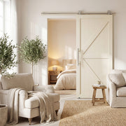Sliding Door Hardware Kit for Quiet Wooden Doors Indoor or Outdoor Use Silver Tone AOSOM