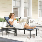 Garden Sun Lounger with Adjustable Backrest and Breathable Seat for Outdoor Relaxing Dark Blue Outsunny
