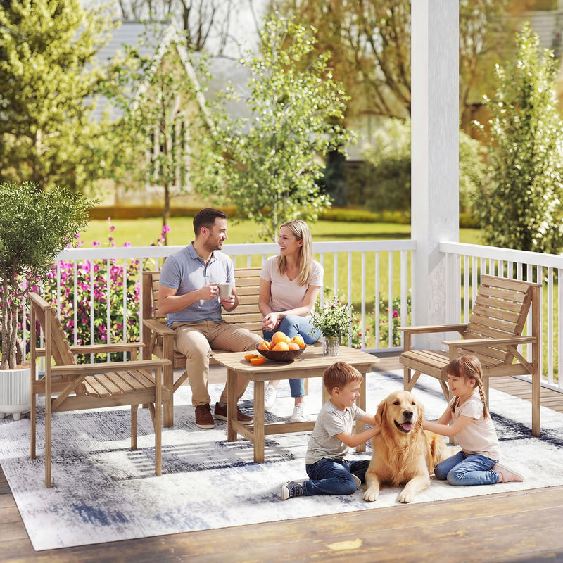 Wooden Garden Furniture Set for Relaxing Outdoor Seating with Coffee Table Outsunny