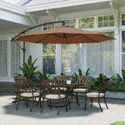 Cantilever Garden Parasol with Adjustable Shade and Crank Handle for Patio or Outdoor Use Coffee AOSOM