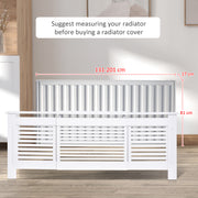 White Extendable Radiator Cover With Slatted Design And Storage Shelf For Home Office