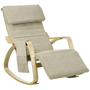 Rocking Recliner Lounge Chair with Adjustable Footrest and Side Pocket for Relaxing Khaki
