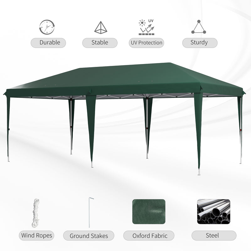 Green 6 x 3 m Pop Up Gazebo with Steel Frame for Outdoor Events by Outsunny