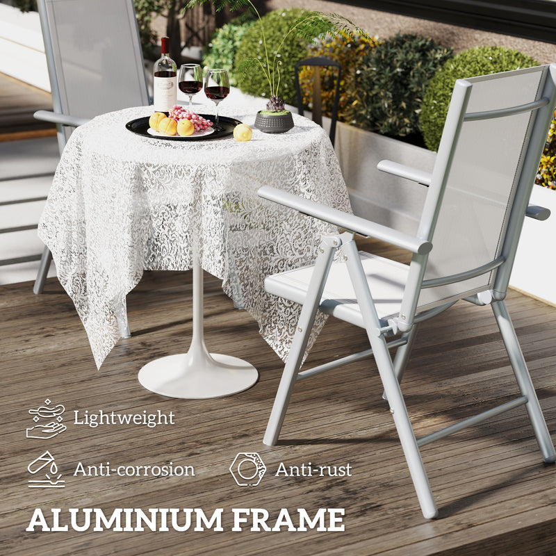 Set of Two Light Grey Aluminium Folding Chairs for Outdoor Use by Outsunny