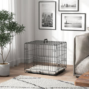 Foldable Black Dog Crate with Two Doors Tray and Cushion for Extra Small Dogs 60 x 40 x 50 by PawHut