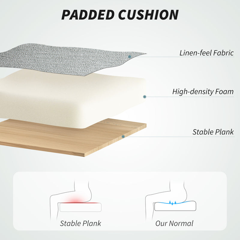 Ergonomic Double Padded Office Chair With Linen Look Fabric For Home Or Work Grey AOSOM