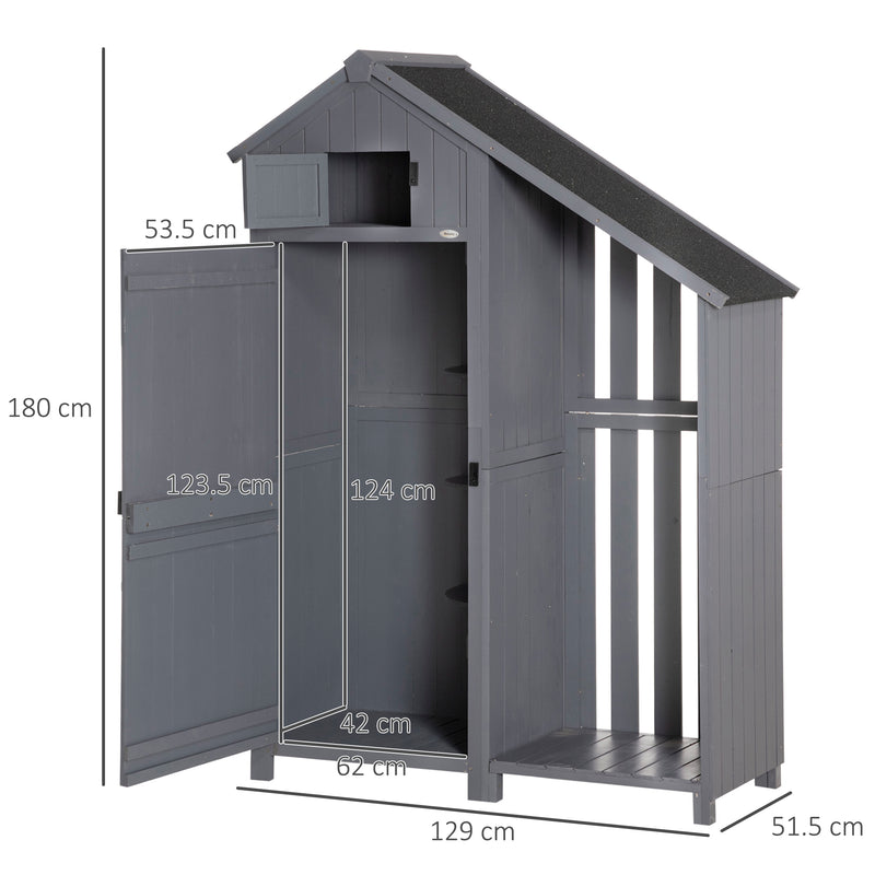 Grey Garden Storage Shed with Shelves and Tilt Roof Ideal for Tools and Outdoor Gear