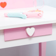4 Piece Kids Bedroom Furniture Set with Bed Toy Box and Vanity for Ages 3 to 6 Pink AOSOM