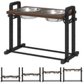 Adjustable Elevated Dog Feeder With 4 Heights And Angled Bowls For All Breeds Brown AOSOM