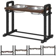 Adjustable Elevated Dog Feeder With 4 Heights And Angled Bowls For All Breeds Brown AOSOM