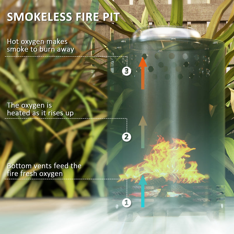 Smokeless Tabletop Fire Pit for Wood or Pellet Fuel Stainless Steel 16 x 16 cm by Outsunny