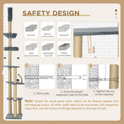 Floor to Ceiling Cat Tree Tower with Hammock and Scratching Posts for Indoor Play Grey