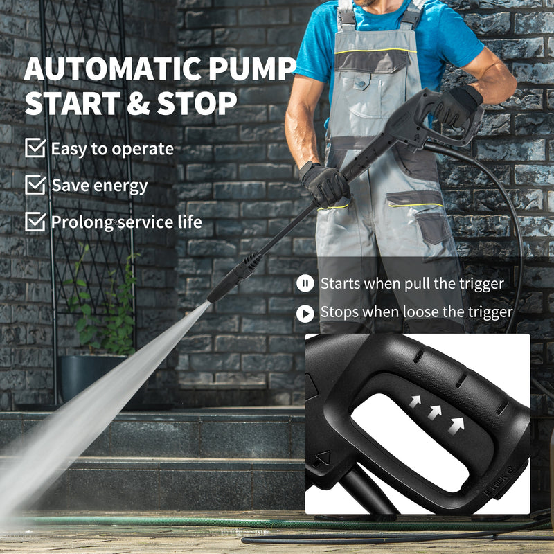 1800W High Pressure Washer 150 Bar with Adjustable Spray Nozzle and Hose Reel by Outsunny AOSOM