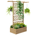 Wooden Raised Garden Bed With Trellis For Growing Vegetables Herbs And Flowers Outdoors
