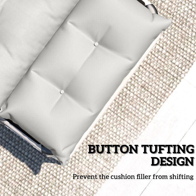 Light Grey Sun Lounger Cushions Set of 2 Thick Replacement Pads with Ties UPF20+ by Outsunny