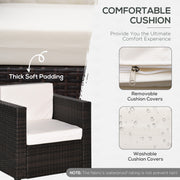 Brown Rattan Garden Armchair with Thick Cushion Single Seater for Outdoor Comfort