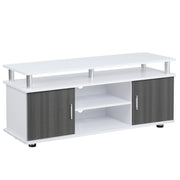 Grey and White TV Cabinet for TVs up to 50 Inch with Storage Shelves and Cupboards