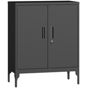 Lockable Metal Storage Cabinet With Adjustable Shelves Ideal For Office Or Garage Use Black