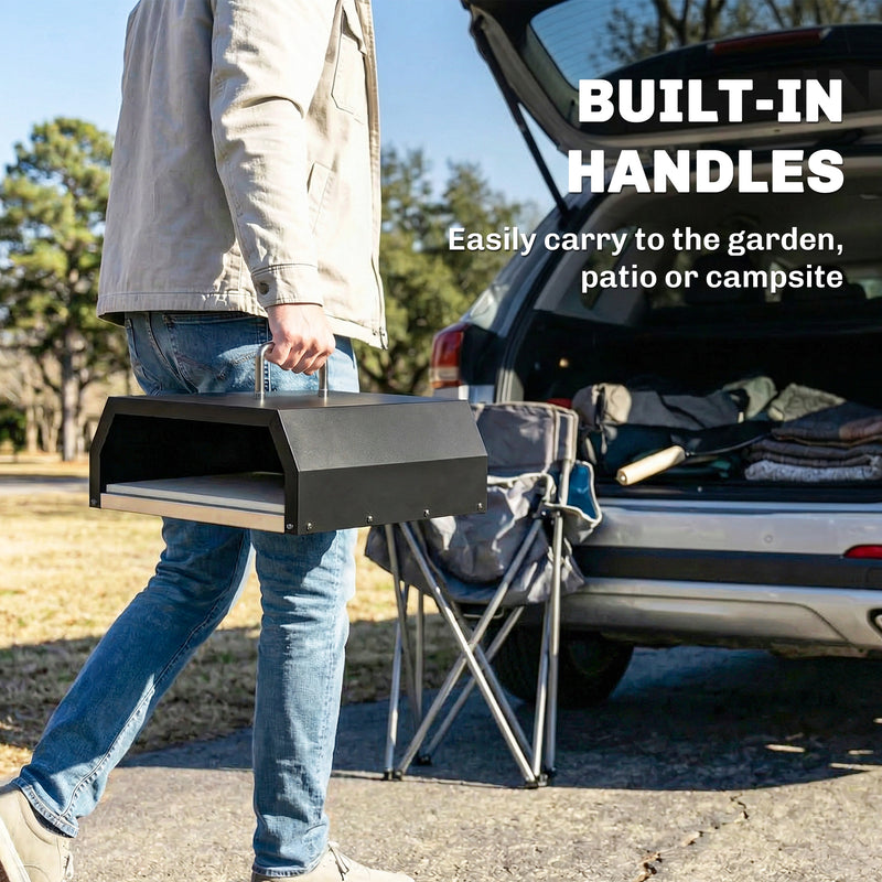 Outdoor Pizza Oven and Charcoal Grill for Stone Baked Pizza and Smoky Barbecue Black Outsunny