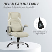 Linen Look Swivel Office Chair with Adjustable Height and Tilt for Home Desk Use Beige