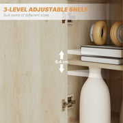 Small Wooden Sideboard with Drawers and Adjustable Shelf in Natural Finish