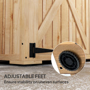 Wooden Garden Storage Shed With Shelves and Double Doors for Tools and Equipment Natural