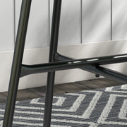 Black Rattan Side Table Round Outdoor Coffee Table With Tempered Glass Top by Outsunny