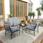 Grey 4 Seater Rattan Garden Furniture Set With Cushions by Outsunny
