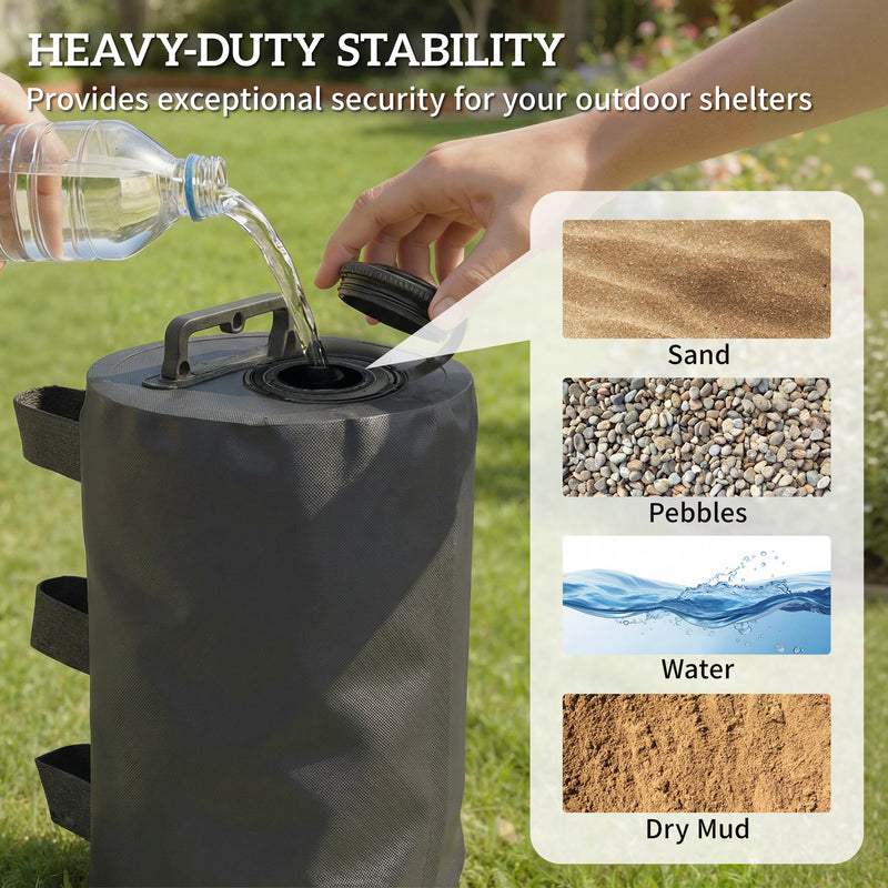 Gazebo Weight Bags Set of 4 for Secure Outdoor Shelter with Easy Fill and Carry Black