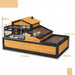 Wooden Tortoise House with Balcony Tray and Roof for Indoor and Outdoor Yellow by PawHut
