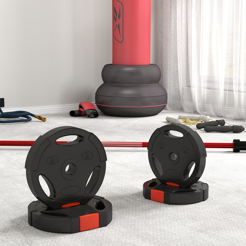 15kg Barbell Weight Plates Set for Strength Training and Home Gym Workouts Black AOSOM