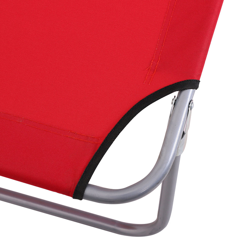 Red Folding Reclining Sun Lounger with Adjustable Canopy for Beach or Garden Relaxation