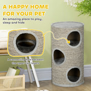 Cat Climbing Tree with Sisal Scratching Posts and Padded Rest Platform Light Grey