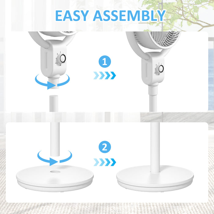 White Pedestal Air Circulation Fan with Oscillating Function by HOMCOM