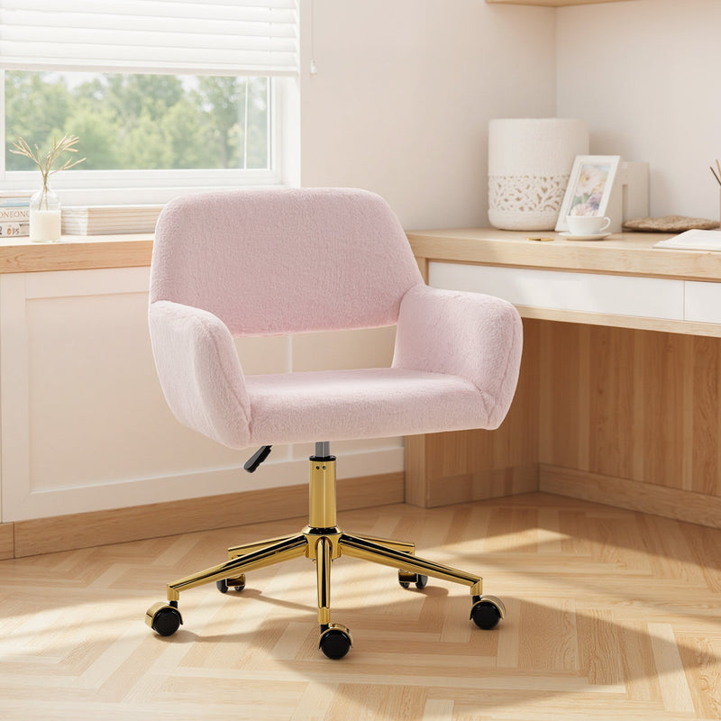 Office Chair with Soft Faux Fur and Adjustable Height for Comfortable Home Working