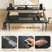 Computer Desk with Shelves and Cup Holder for Small Spaces Black AOSOM