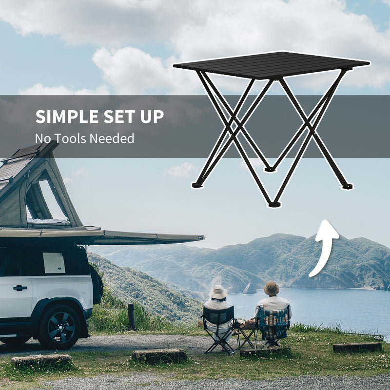 Folding Camping Table for Easy Outdoor Meals with Carry Bag Black