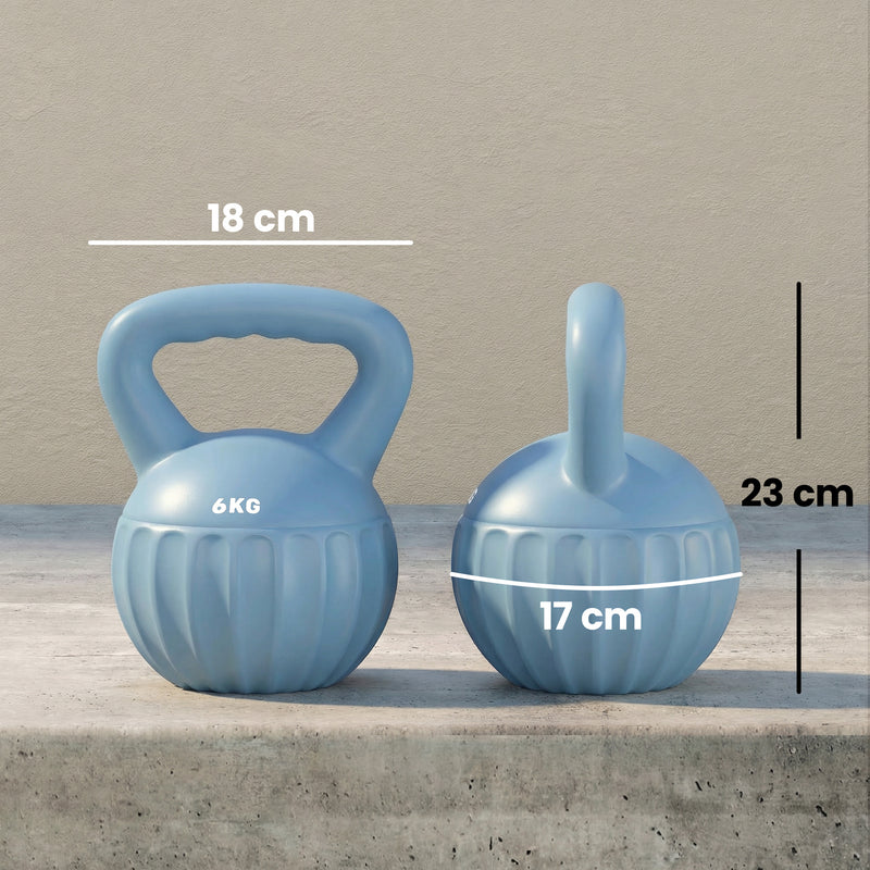 Kettlebell for Safe Home Strength Training with Anti Slip Handle 6 kg Blue AOSOM