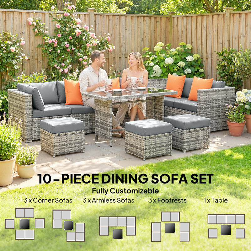 10 Piece Garden Dining Set with Cushions for Flexible Outdoor Seating and Relaxing Grey