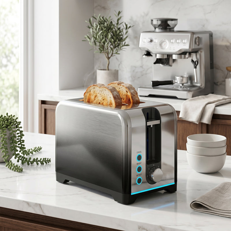 2 Slice Toaster with Wide Slots and 7 Browning Settings for Easy Breakfast Black