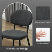 Set of 4 Black Boucle Dining Chairs with Padded Seat and Metal Legs for Modern Homes